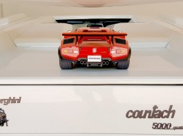 Image of ModelSpace 1:8 scale model Lamborghini Countach, on top of a real Countach, for a blog interview with ModelSpacer Allan Lambo