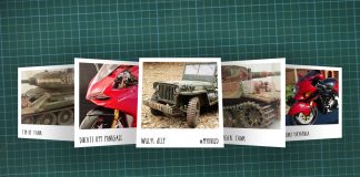 Image of scale modelling cutting board with polaroids of various scale models, as cover image for a blog about the ModelSpace September scale modeller of the month - Daran Leaver.