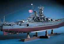 Image of the ModelSpace 1:250 Battleship Yamato scale model, as a cover image for a blog about the history of battleships prior to being defeated by aerial attacks.