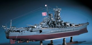 Image of the ModelSpace 1:250 Battleship Yamato scale model, as a cover image for a blog about the history of battleships prior to being defeated by aerial attacks.
