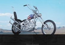 Cover image of a 1:4 scale model Captain America motorbike, for a blog about the history and cultural significance of the bike made famous by the 1960s Easy Rider film.