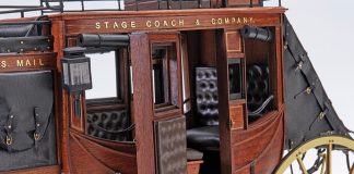 Image of the DeAgostini ModelSpace 1:10 scale American Stagecoach, as part of a blog about the stagecoach history in America.