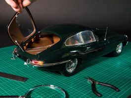 Image of Jaguar E-type 1:8 scale model, as part of a blog about how to make model cars.