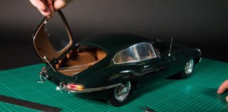 Image of Jaguar E-type 1:8 scale model, as part of a blog about how to make model cars.