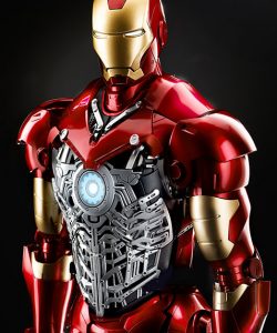 Image of an open-chested Iron Man Armor. 