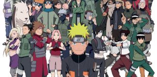 Naruto Shippuden characters standing as a group.