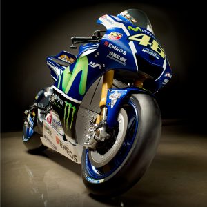 Image of a model of Valentino Rossi's Yamaha YZR-M1